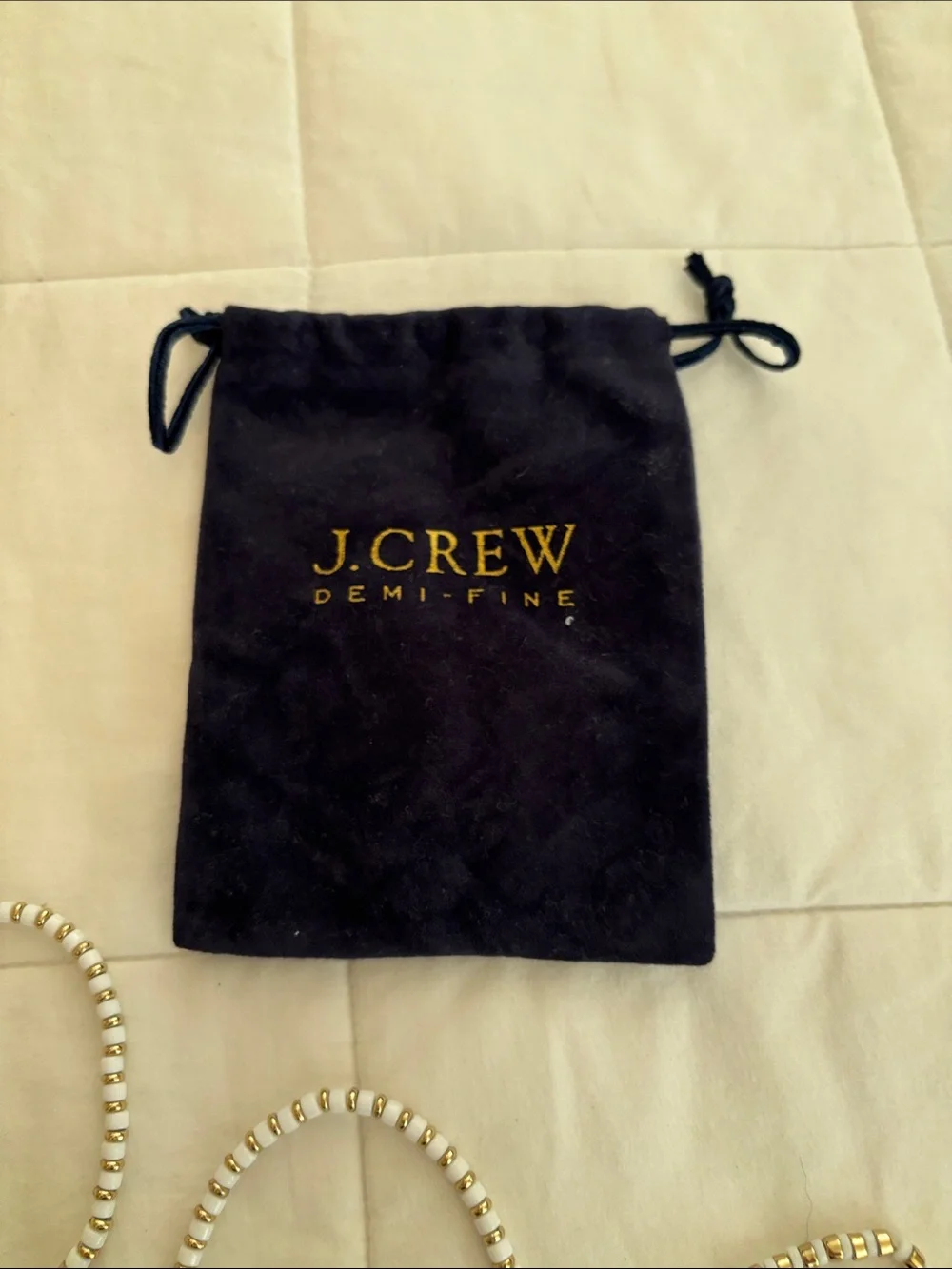 J. Crew White and Gold Multi-Wrap Beaded Bracelet